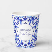 Talavera azulejo blauen Fliesen Mexikanisches Brau Pappbecher (Vorderseite)