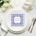 Talavera azulejo blauen Fliesen Mexikanisches Brau Serviette<br><div class="desc">Talavera azulejo blauen Fliesen Vintage mexikanische Brautparty Monogramm gedruckte Servietten Vorlage,  mediterranes blaues Fliesen Maiolica blauen Fliesen griechischen Fliesen Muster Brautparty Servietten personalisierte Brautparty Tisch Dekoration</div>