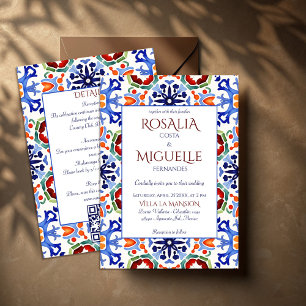 Talavera-Azulejo-Blaufliese vintage mexikanische H Einladung
