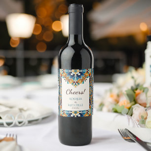 Talavera azulejo Fliesen Vintag mexikanische Hochz Weinetikett