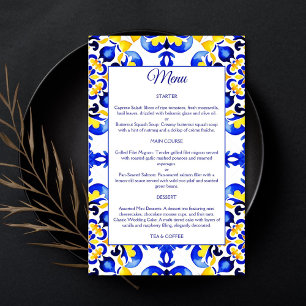 Talavera azulejo Mediterrane blaue Fliesen Menü
