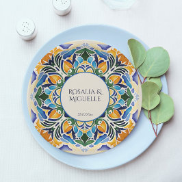 Talavera azulejo Vintages mexikanisches Monogramm Pappteller