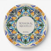 Talavera azulejo Vintages mexikanisches Monogramm Pappteller (Vorderseite)