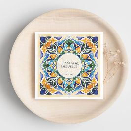 Talavera azulejo Vintages mexikanisches Monogramm Serviette