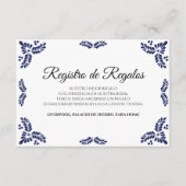 Talavera Black Floral Minimalist Spanish Wedding Begleitkarte (Vorderseite)