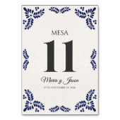 Talavera Black Floral Minimalist Spanish Wedding Tischnummer (Vorderseite)