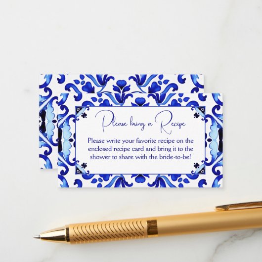 Talavera blauer Fliesen Rezept für mexikanisches B Begleitkarte (Vorderseite/Rückseite Beispiel)