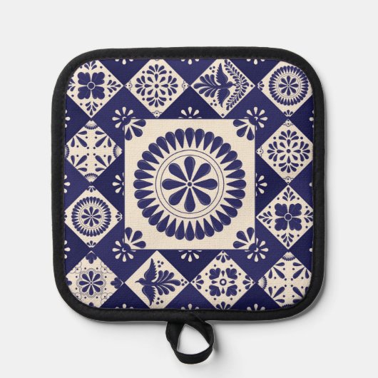 Talavera-Blaufliese Topflappen (Vorderseite)