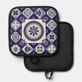 Talavera-Blaufliese Topflappen (Vorderseite/Rückseite)