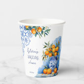 Talavera blue chinoiserie citrus Brautparty Pappbecher (Vorderseite)