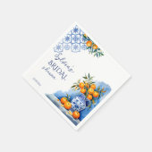Talavera blue chinoiserie citrus Brautparty Serviette (Ecke)