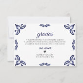 Talavera Blue Floral Minimalist Spanish Wedding Dankeskarte (Vorderseite)