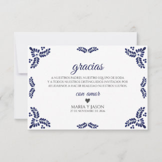 Talavera Blue Floral Minimalist Spanish Wedding Dankeskarte