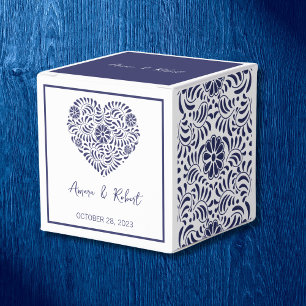 Talavera Blue Herz Favor Box Geschenkschachtel