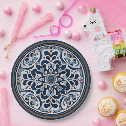 Talavera Blue und Brown Pappteller (Party)