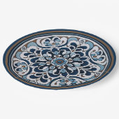 Talavera Blue und Brown Pappteller (Schrägansicht)