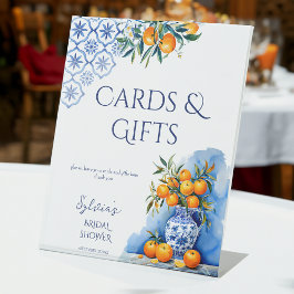 Talavera blue vase citrus Brautparty Geschenke Sockelschild