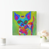 Talavera-Chihuahua Quadratische Wanduhr (Zuhause)