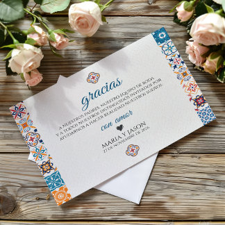 Talavera Colorful Floral Fiesta Spanish Wedding Dankeskarte