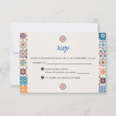 Talavera Colorful Floral Fiesta Spanish Wedding RSVP Karte (Vorderseite)