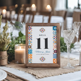 Talavera Colorful Floral Fiesta Spanish Wedding Tischnummer