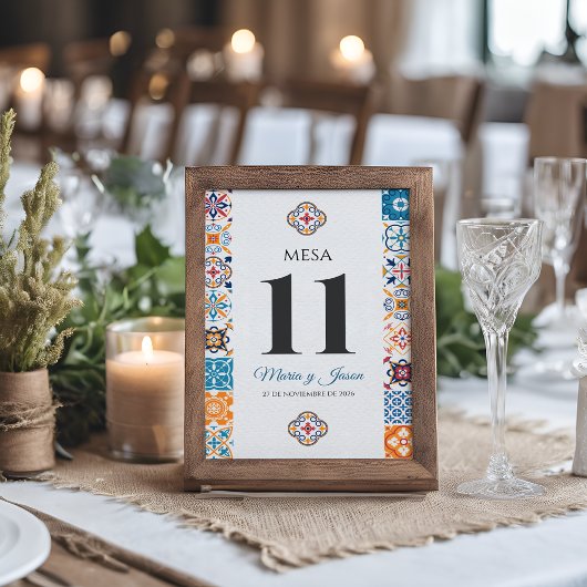 Talavera Colorful Floral Fiesta Spanish Wedding Tischnummer