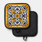 Talavera Daisy Tile Topflappen (Vorderseite/Rückseite)
