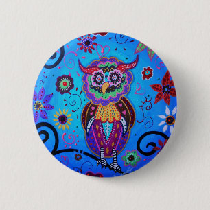 Talavera-Eulen-mexikanische Malerei Button