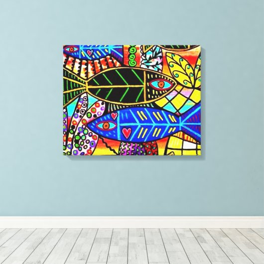 Talavera Fisch in Liebe Leinwand (Insitu (Holzboden))