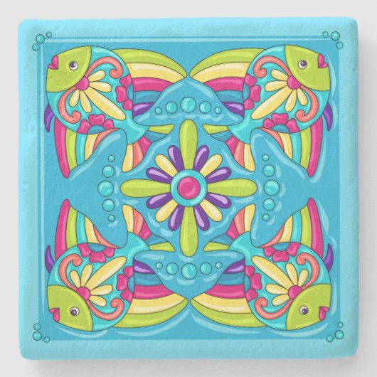 Talavera Fish Steinuntersetzer (Vorderseite)