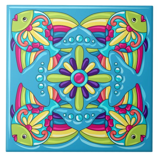Talavera Fish Tile Design Fliese (Vorderseite)