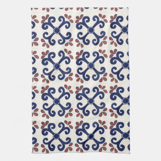 Talavera-Fliese Geschirrtuch in Blauem u. in (Vertikal)