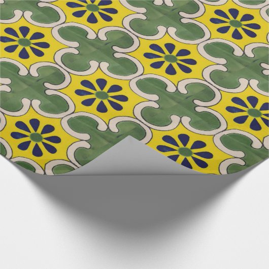 Talavera-Fliese im Grün u. im Gelb Geschenkpapier (Ecke)
