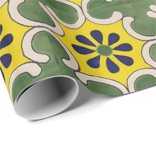 Talavera-Fliese im Grün u. im Gelb Geschenkpapier (Rolleneckpunkt)