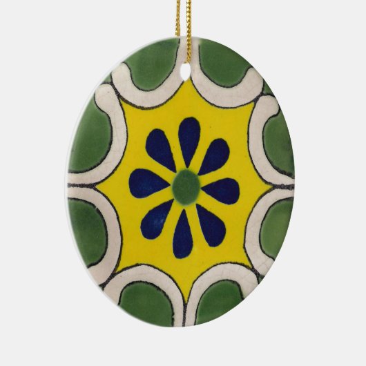 Talavera-Fliese im Grün u. im Gelb Keramik Ornament (Rechts)