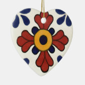 Talavera-Fliese in Rotem u. in Blauem Keramik Ornament (Rechts)