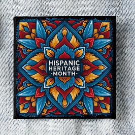Talavera-Fliesen-Anstecknadel zum Monat des hispan Button
