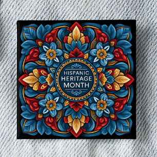 Talavera-Fliesen-Anstecknadel zum Monat des hispan Button