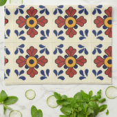 Talavera Fliesen Küchentuch in blau & orange (Gefaltet)