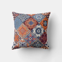Talavera Fliesen Orange Sky Navy Blau Burgunderrot Kissen