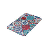 Talavera Fliesen Türkis Denim Blau Rot Weiß Badematte (Schrägansicht)