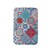 Talavera Fliesen Türkis Denim Blau Rot Weiß Badematte (Vorderseite Vertikal)