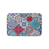 Talavera Fliesen Türkis Denim Blau Rot Weiß Badematte (Vorderseite)