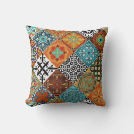 Talavera Fliesen Türkis Türkis Orange Schwarz Weiß Kissen