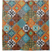Talavera Fliesen Turquoise Türkis Orange Schwarz W Duschvorhang (Vorderseite)