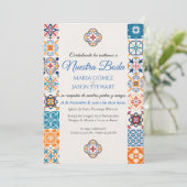 Talavera Floral Fiesta Spanish Wedding Invitation (Stehend Vorderseite)