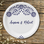 TALAVERA FLOWER PAPPTELLER<br><div class="desc">blue talavera flowers</div>