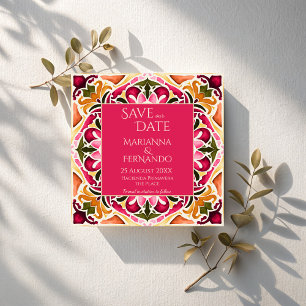 Talavera fuchsia Fliesen Vintag mexikanische Hochz Save The Date