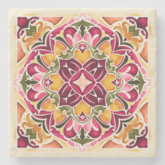 Talavera fuchsia tile vintage wedding favors steinuntersetzer (Vorderseite)