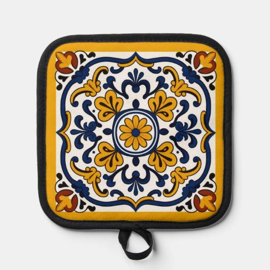 Talavera-Gänseblümchen-Fliese Topflappen (Vorderseite)